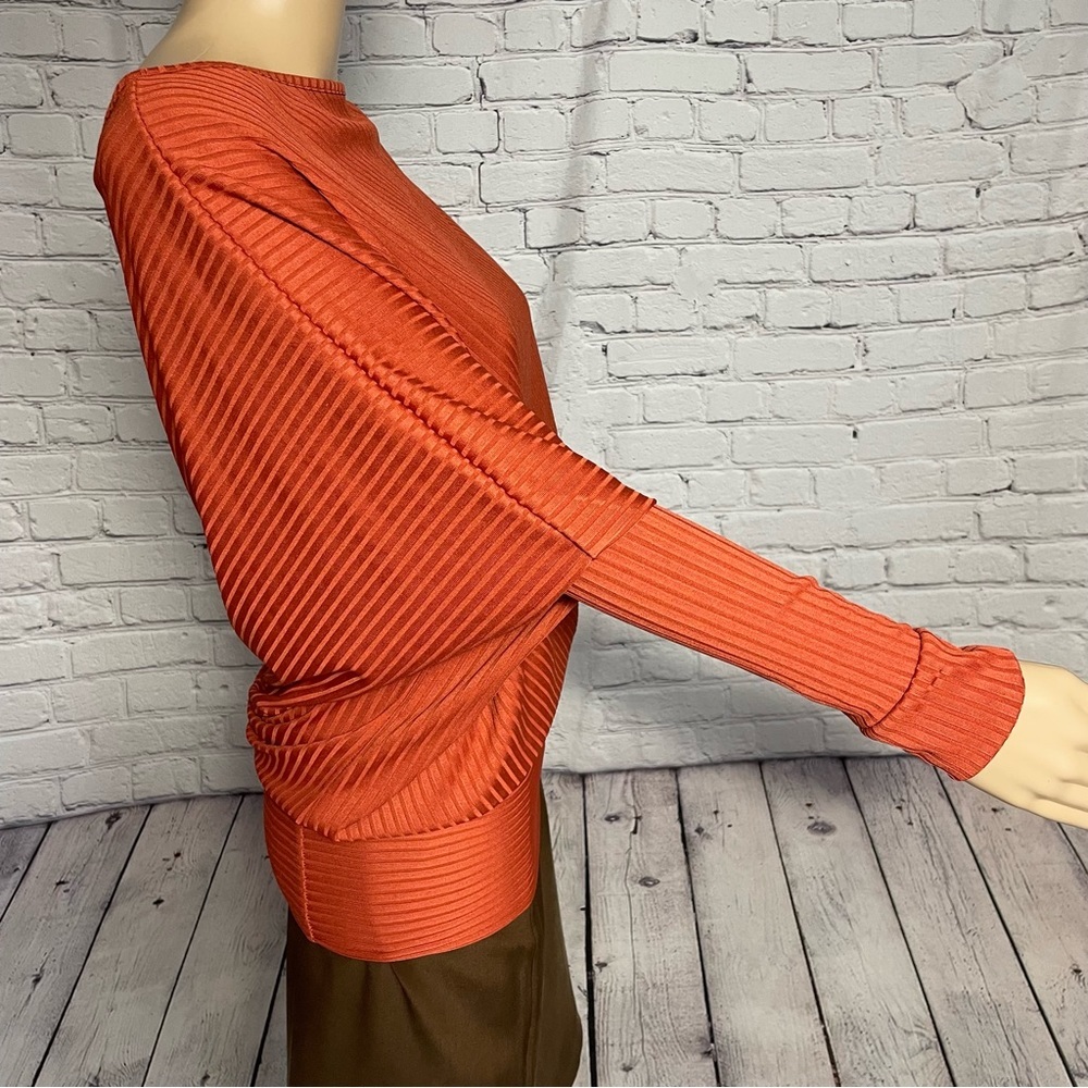NWT New Parisian Asymmetrical Long Sleeve Orange Top Made in UK Size S - Picture 4 of 9